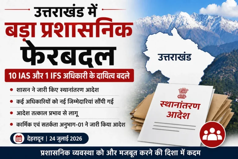 उत्तराखंड में बड़ा प्रशासनिक फेरबदल, 10 IAS और एक IFS अधिकारी के दायित्वों में बदलाव