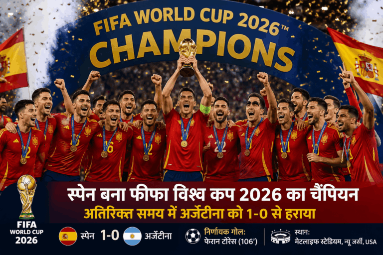 स्पेन बना फीफा विश्व कप 2026 का चैंपियन, अतिरिक्त समय में अर्जेंटीना को 1-0 से हराकर दूसरी बार जीता खिताब