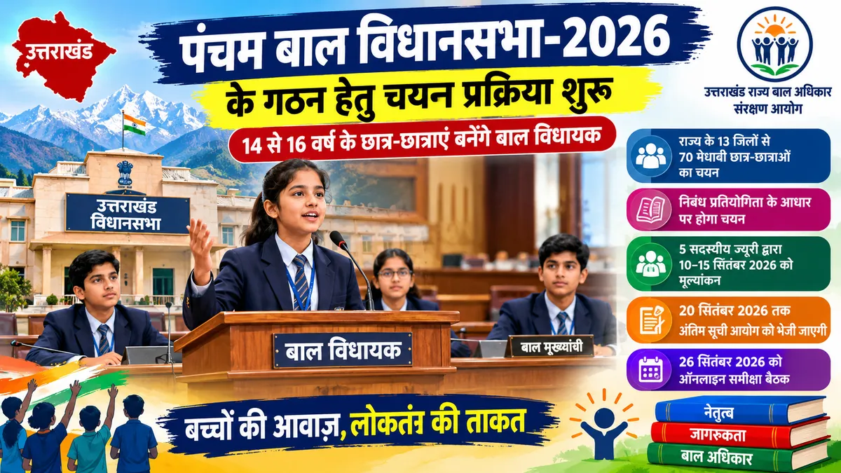 चंपावत में बाल विधानसभा के लिए चयन प्रक्रिया शुरू: 14-16 वर्ष के छात्र-छात्राएं बनेंगे बाल विधायक