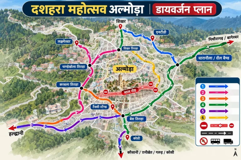 दशहरा महोत्सव: अल्मोड़ा नगर में यातायात व्यवस्था के लिए डायवर्जन प्लान लागू